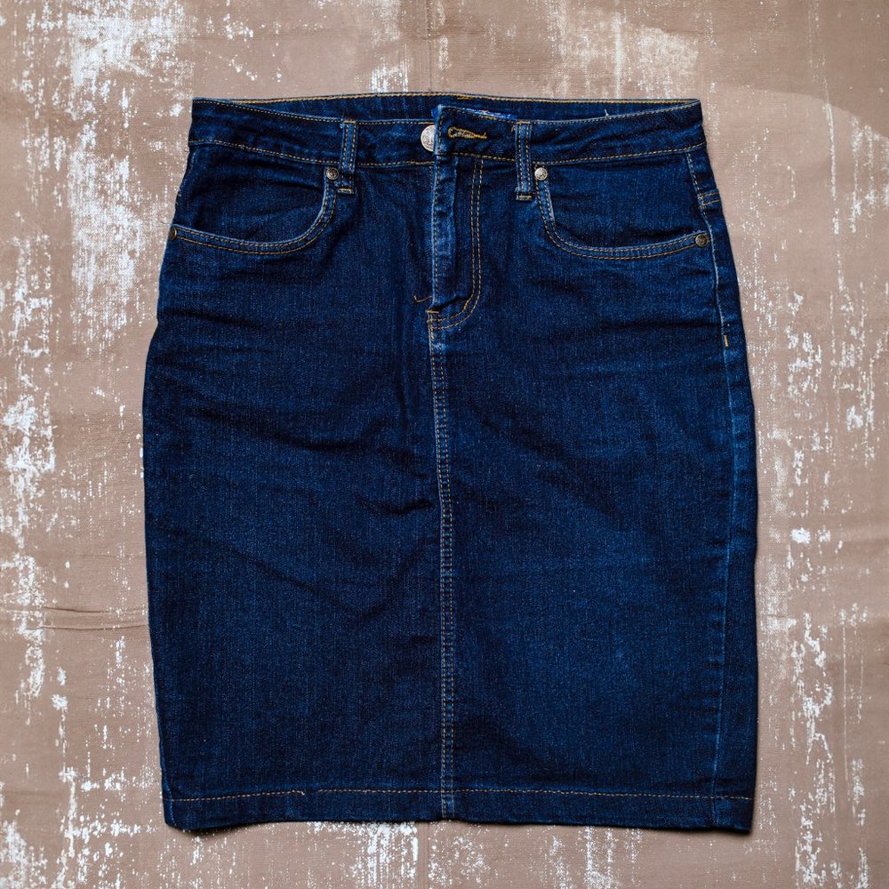 Lexi Jeans Stretch Denim Knee Length Skirt